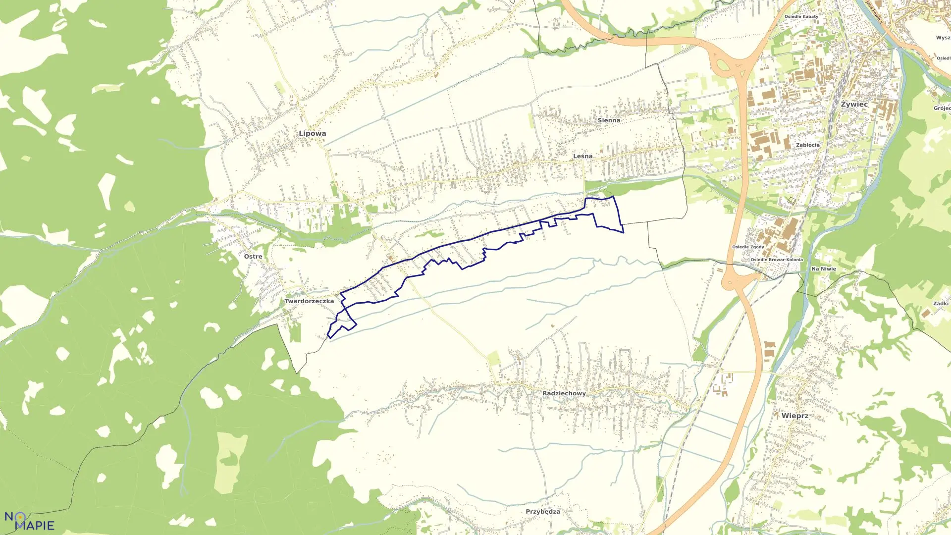 Mapa obrębu Twardorzeczka Ad R. w gminie Lipowa